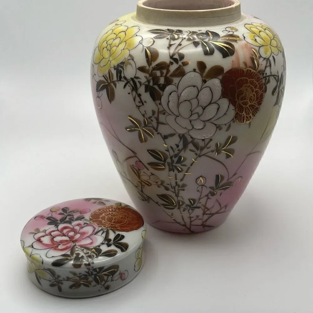 Vintage Handpainted Ginger Jar Floral